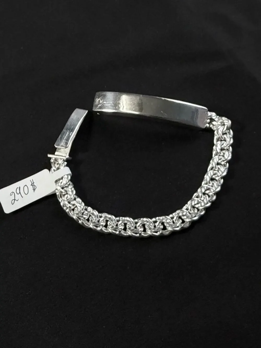 Sterling Silver 925 ID Bracelet Mens Curb Link Chain Engravable Plate 7.5 Inch